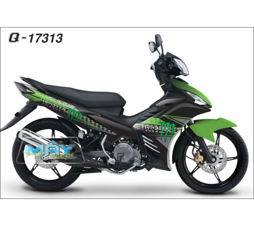 Q 17313 EXCITER monster logo dau vet mong tay quy cao caro duong net line den black xanh la kawa gre