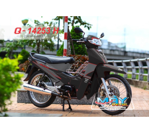 Q 14253 H - WAVE doi dau doi dau den xam do red gray black duong net line phoi mau airbrush chi do t