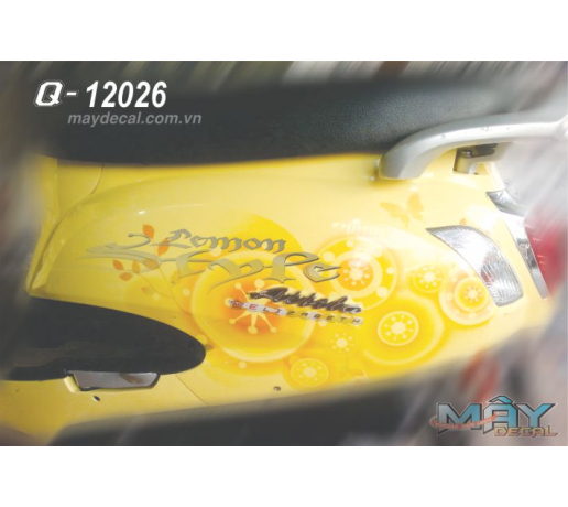 Q 12026  ELIZABETH, vang, hoa, chanh, lemon, style,  tem xe dan decal trang tri, yellow