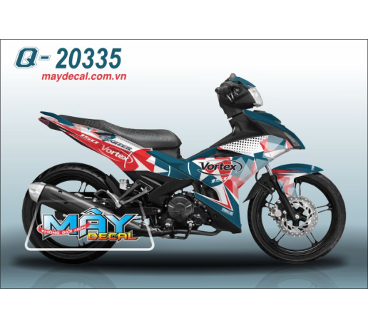 Q 20335 EX 150 vortex do red xanh dam trang white logo cham tron