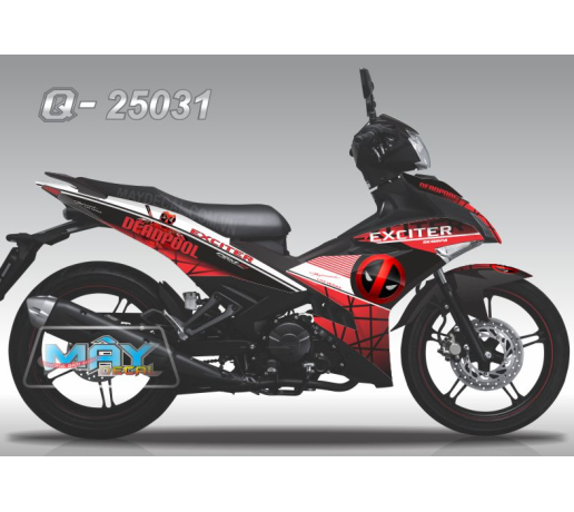 Q 25031 - EX 150 den trang do black red white logo deadpool phim movie 