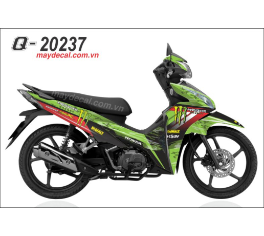 Q 20237 WAVE 2012 do den black red monster dau vet mong tay quy cao logo soc honda xanh kawa green