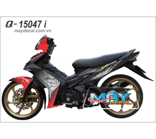 Q 15047 I EXCITER den trang black white chim dai bang eagle long feather do red