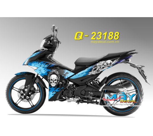 Q 23188 - Ex 150 Skull  Dau lau lua xanh den black blue 