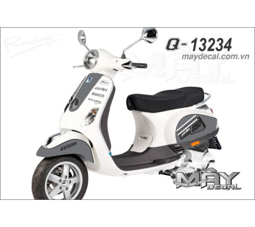 Q 13234 VESPA tem dua trang white xam gray chu logo polini