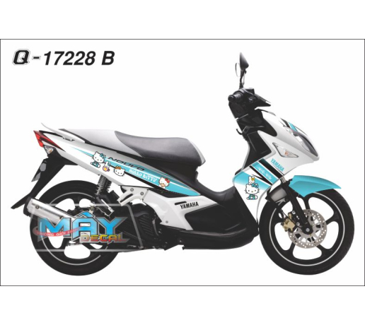Q 17228 B NO lx hello kitty meo cat xanh duong ngoc cyan blue white trang