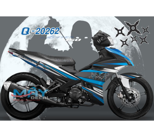 Q 20262 EX 150 ninja phi tieu xanh duong blue black den dau kau quy skull