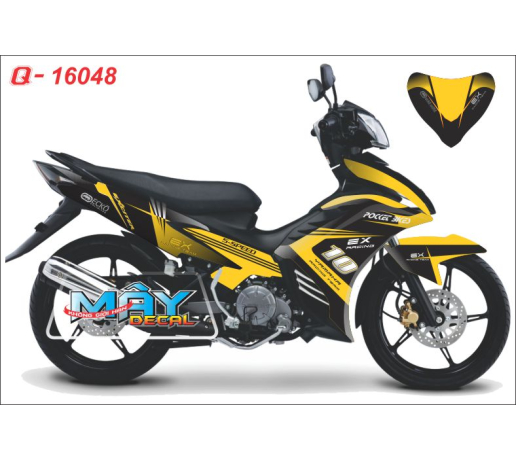Q-16048 EX 2011 ecko, racing team, vang den, yellow black, xe dan decal trang tri