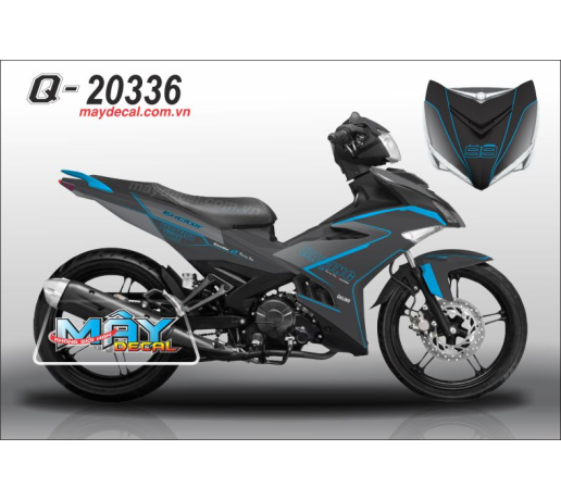 Q 20336 EX 150 chi xanh duong blue cyan racing den black xám gray