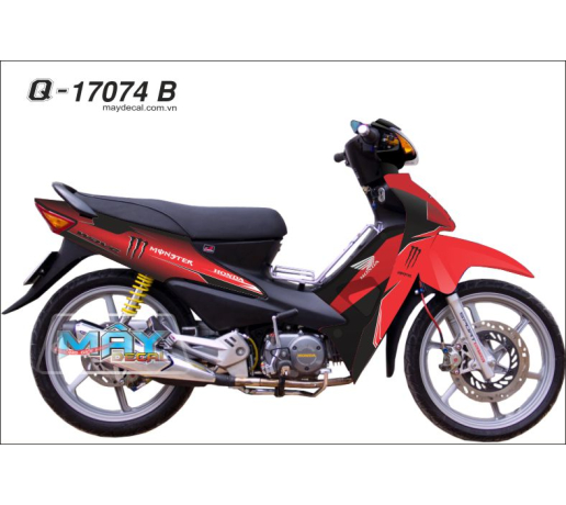 Q 17074 B WAVE monster quy dau cao den do red black canh chim