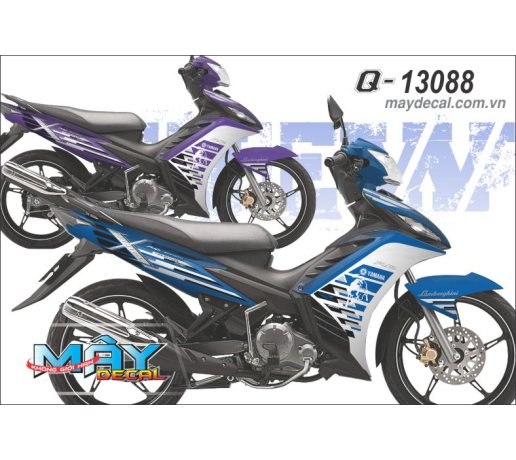 Q 13088 EX, xanh GP trang, Tim, puple, blue white, lamboghini, X tem xe dan decal trang tri