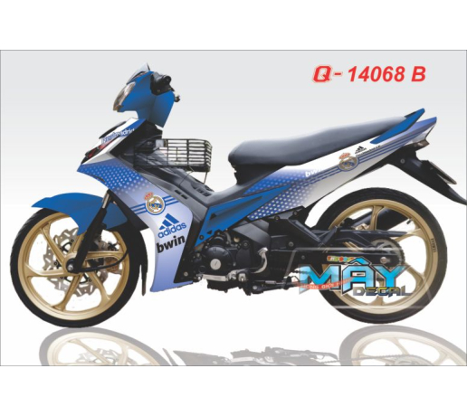 Q 14068 B - Exciter xanh GP trang adidas Real marid white blue bwin the thao sport bong da banh