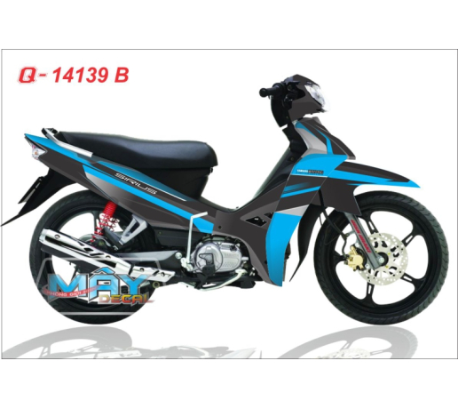 Q 14139 B -SI xanh duong cyan blue den black duong net line