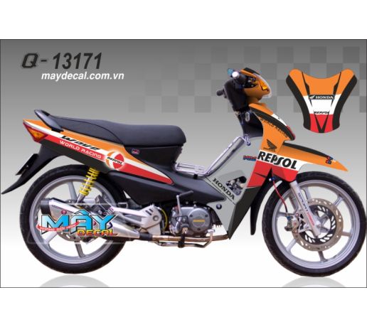 Q 13171 WAVE REPSOL logo trang white black den cam orange de red logo