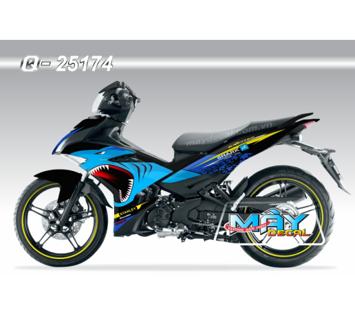 Q 25174 - EX 150 den black xanh blue vang yellow ca map shark 
