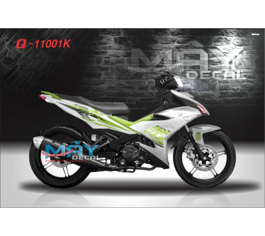 Q 11001 K EX 150 xanh la kawa trang white green duong net line