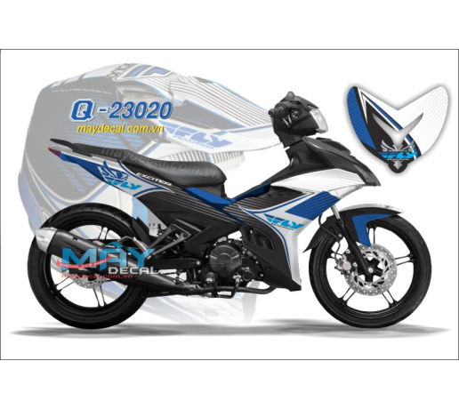 Q 23020 Ex 150 - Fly canh chim bay trang xanh gp white blue den black nhung soc duong net line
