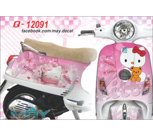 Q 12091 Vespa trang hong hello kitty pink white cat meo