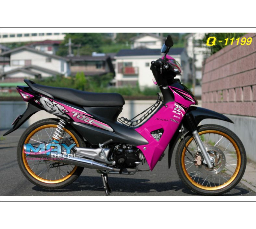 Q 11199 WAVE toll su tu lion hong lion pink leo logo tem roi duong net line soc den black xam gray