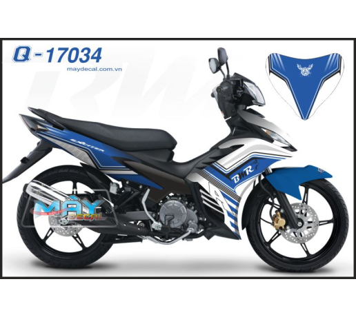 Q 17034 exciter xanh gp trang white blue duong net line