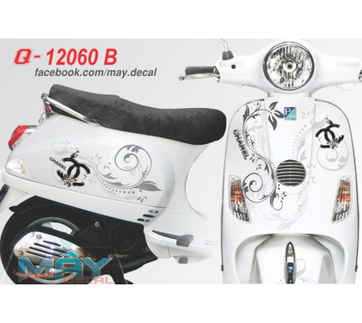 Q 12060 B VESPA  hoa van channel, xam trang nuoc hoa my pham white black den