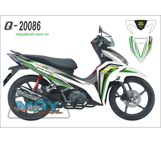 Q 20086 Wave rsx monster logo dau mong tay quy cao xanh la green trang white