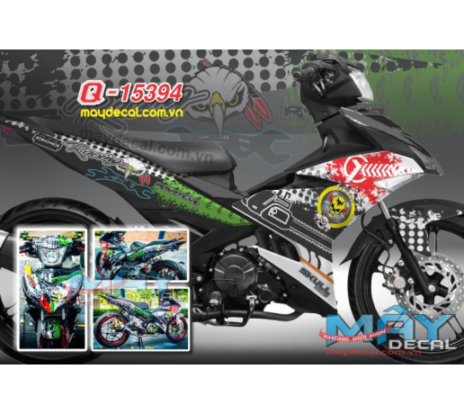 Q 15394 EX 150 CHIM RACIN xmash rapter den trang black white mo lech dau lau skull cua may cham tron