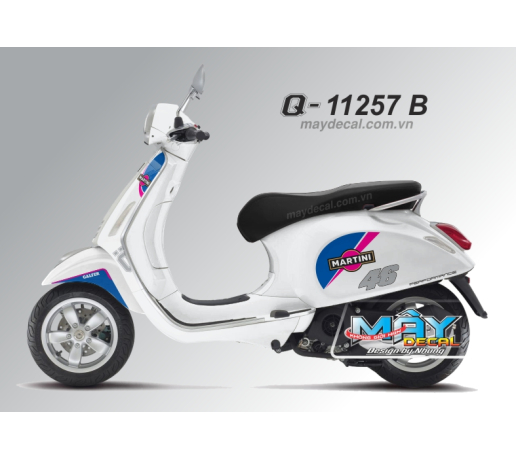 Q 11257 B - Vespa 2014 logo trang white xanh gp blue hong pink