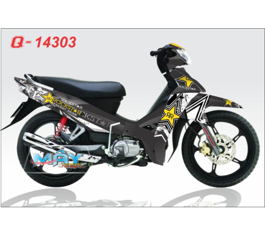 Q 14303 SIRIUS rock star RR logo den trang black white