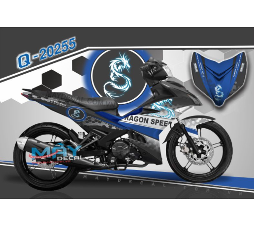 Q 20255 EX 150 den xanh gp black blue rong dragon speed logo