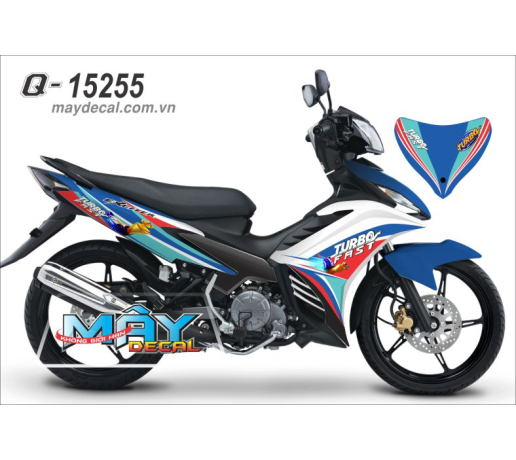 Q 15255 EX 11 turbo trang xanh gp white blue cartoon hoat hinh oc sen