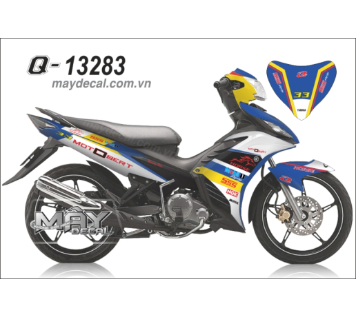 Q 13283 EX 2011 trang xanh gp blue white ngua horse mobil 1 logo tem dau motobert ngk vang yellow