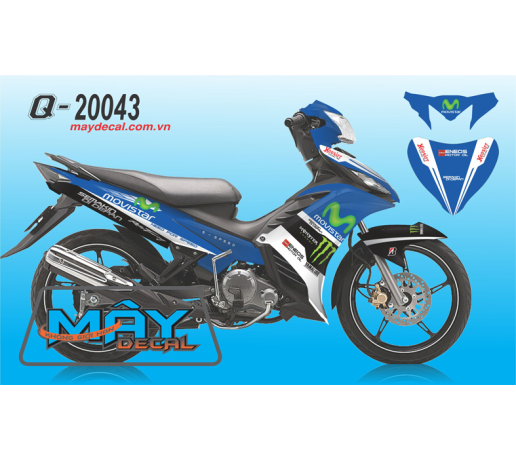 Q 20043 Exciter trang xanh gp den blue white black monster logo movistar dau vet mong tay quy cao