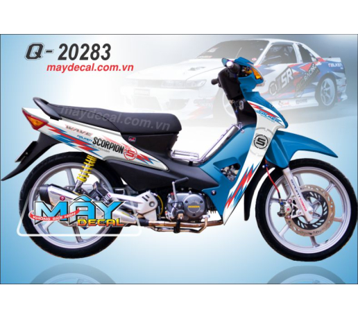 Q 20283 WAVE @ trang xanh duong gp logo scorpion s falken white blue do red tia chop