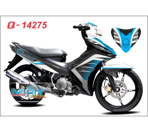 Q 14275 exciter nguoi ngoai hinh tinh UFO hinh tron to ong cham alien logo xanh duong blue black den