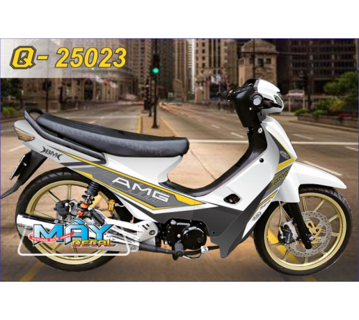 Q 25023 - WAVE DOI DAU amg logo bm trang white xam gray vang yellow chi duong net line