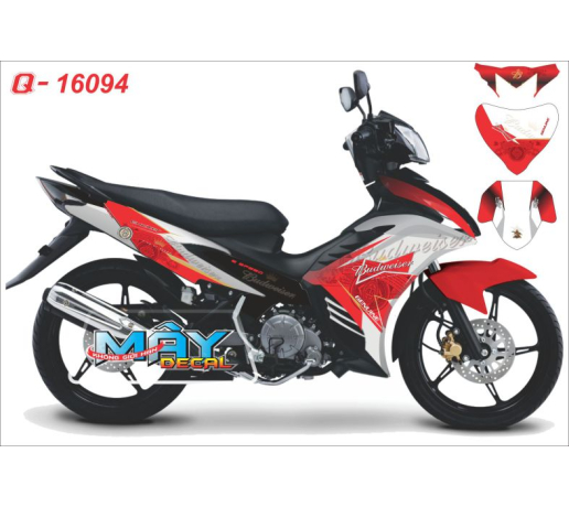Q 16094 EX, trang do, red white, bia beer budweiser, xe dan decal trang tri