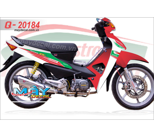 Q 20184 WAVE @ castrol logo dau nhot xanh la trang do green white red tem roi