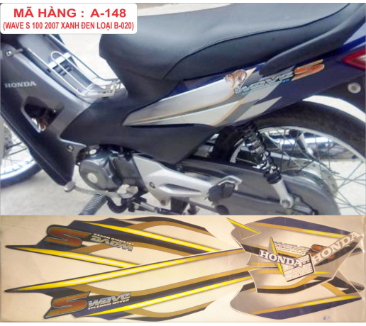 A-148 WAVE S 100 2007 XANH ĐEN LOAI B-020