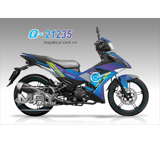 Q 21235 EX 150 motorcycle tim xanh gp blue purple tem dau logo vigitaku spitzner nitro