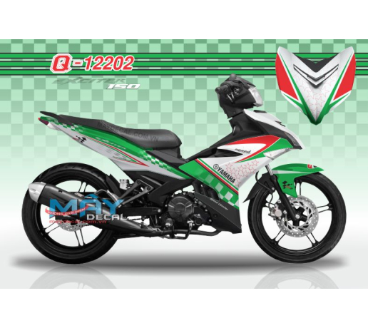 Q 12202 EX 150 NGOI SAO CO Y star nhu caro xanh la green white trang do red den black