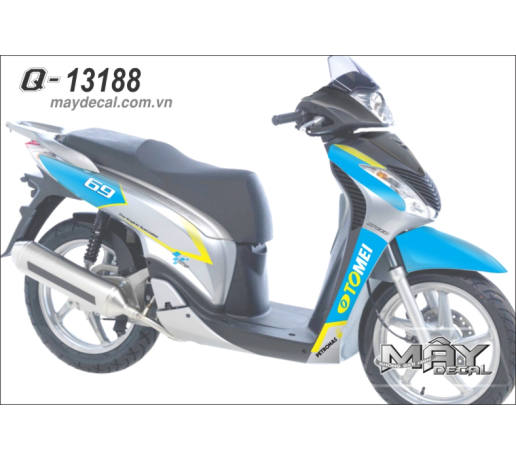 Q 13188 SH TOMEI logo xam gray xanh duong blue cyan vang yellow
