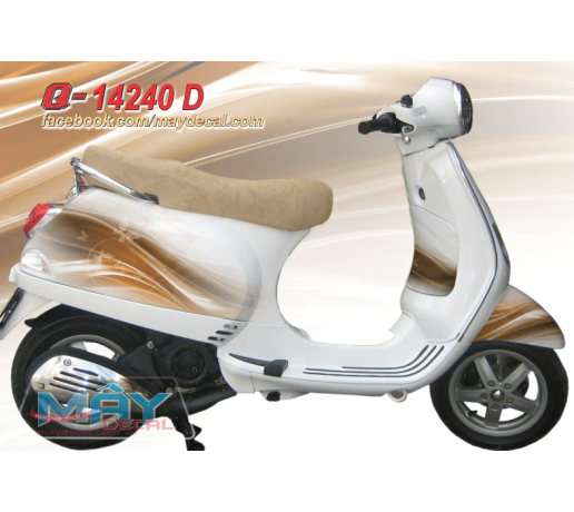Q 14240 D - VESPA LX hoa van duong net line dai lua trang white dong vang